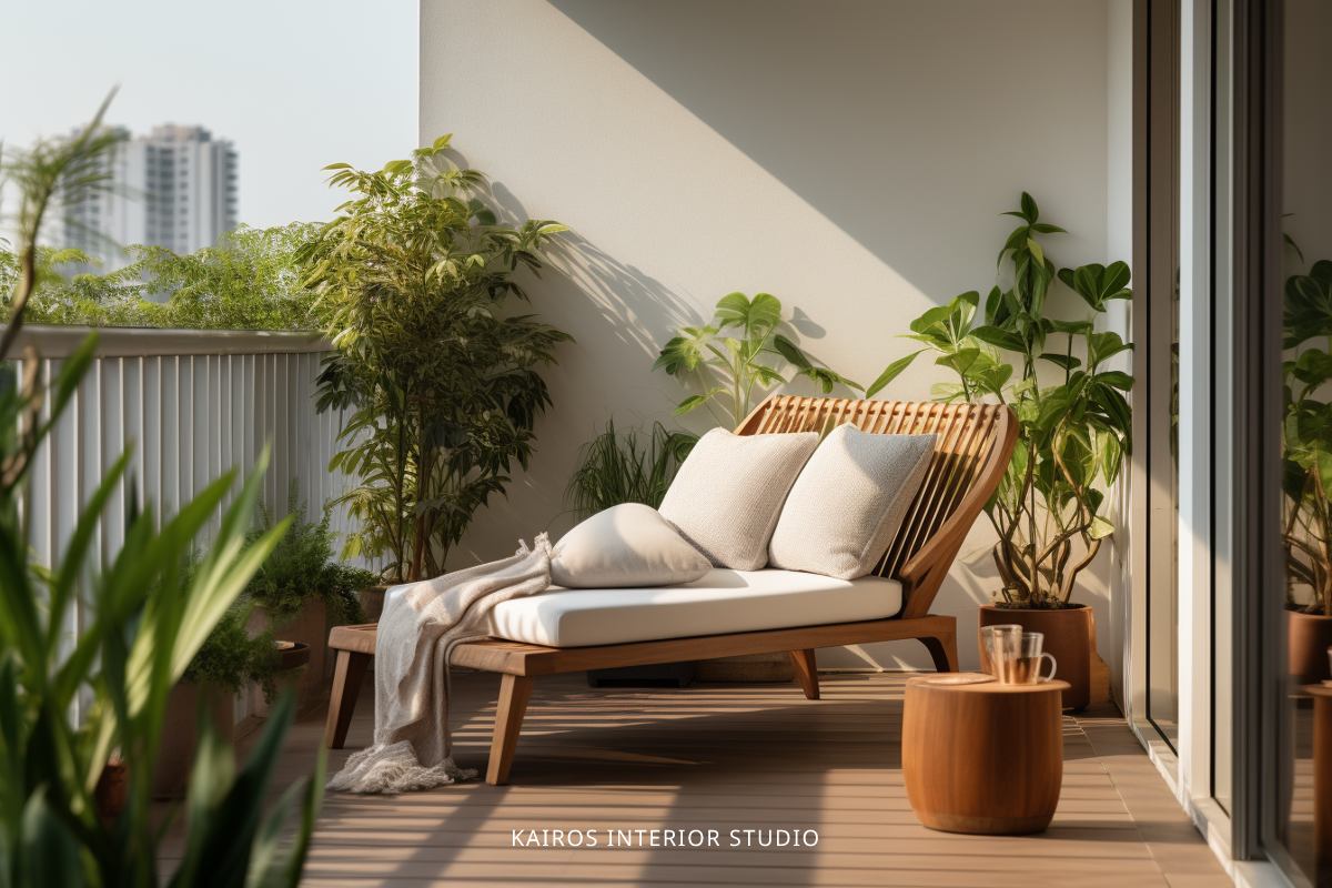 Balcony in Singapore, Japandi Style